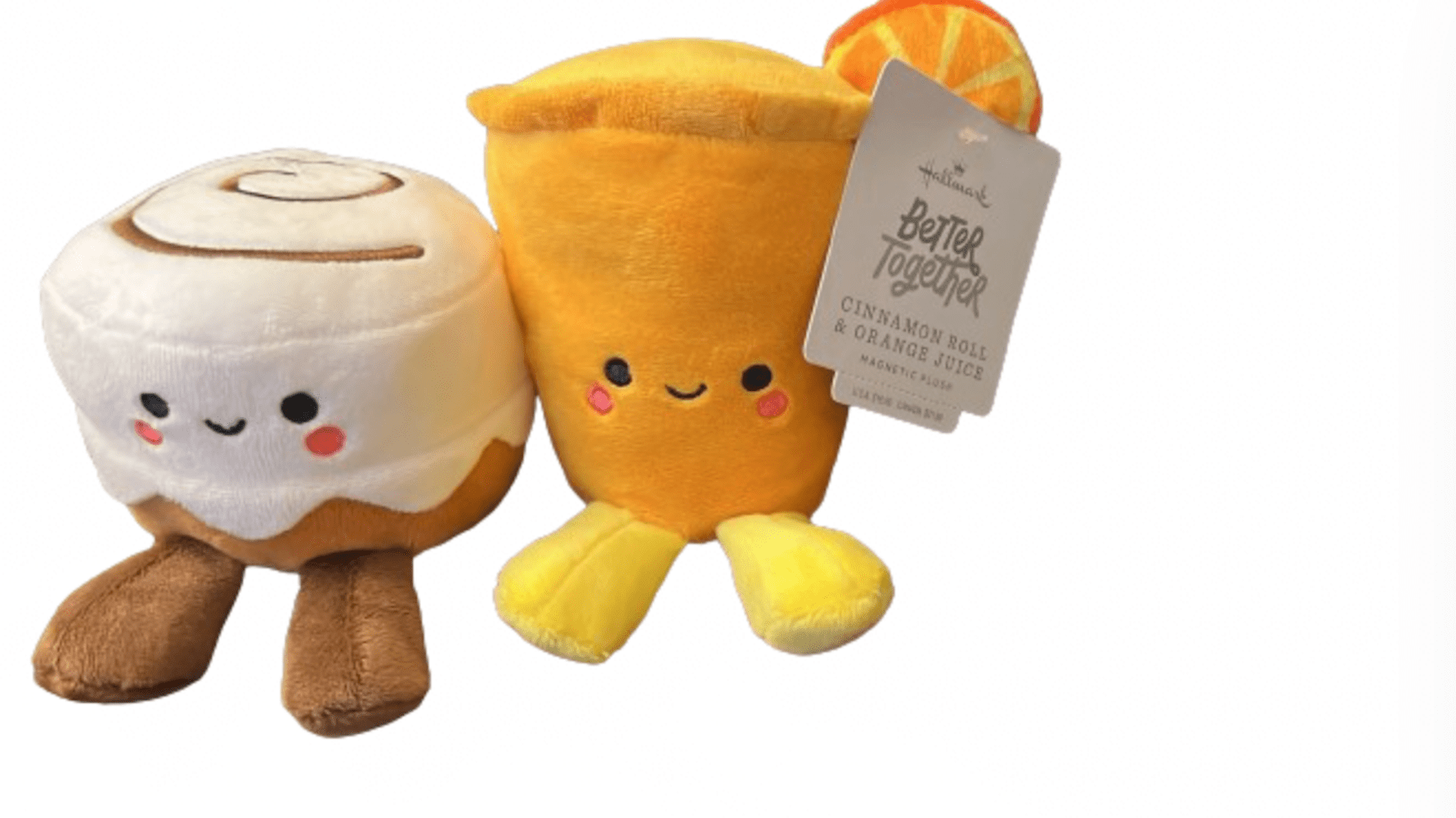 Better Together Cinnamon Roll and Orange Juice Magnetic Plush New