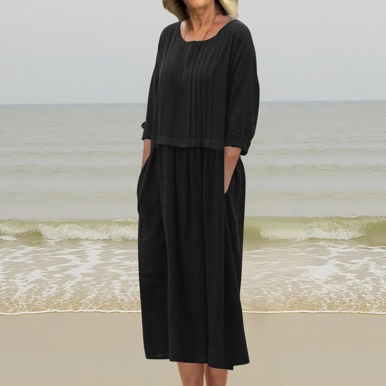 white christmas dresses Black Boat Neck Long Sleeve A-Line Penni Midi Dress