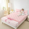thumbnail image 4 of jejeloiu Chic Dots Bowknot Twin Sheet Sets,Cute Cartoon Crown Twin Fitted Sheet,Pink Ribbon Bowtie Flat Sheet For Kids,Breathable Home Decor,3 Pieces, 4 of 7
