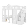thumbnail image 5 of White Twin Bunk Bed w/ Convertible Table - Solid Wood, Space-Saving Design, 93"L x 42"W, Perfect for Bedroom. Includes Ladder &amp; Slats., 5 of 15