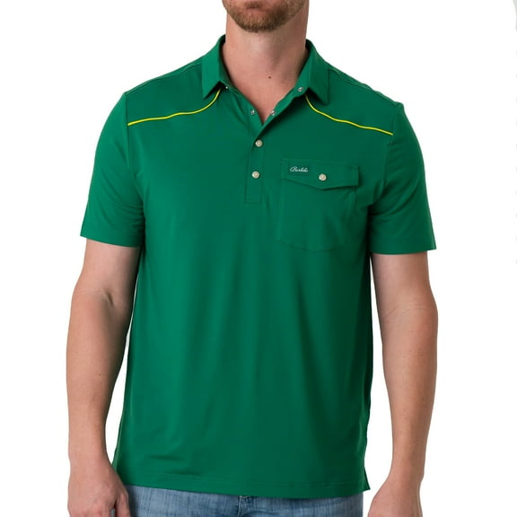 Burlebo Men's Performance Short Sleeve Pearl Snap Polo Golf Shirt