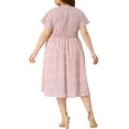 thumbnail image 4 of DARING DIVA Plus Size Ditsy Floral V Neck Smocked Waist Midi Dress 4X Pink, 4 of 6