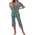 thumbnail image 2 of Censtreet Christmas Women's Pajama Set Short Sleeve Shirt and Capri Pants Sleepwear Pjs Sets with Pockets Multiple choices for families, 2 of 5