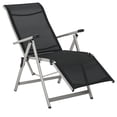 thumbnail image 1 of Outsunny Chaise Longue Pliable avec Dossier et Repose-Pieds Réglables - Ensemble de 1, Noir, 1 of 10