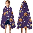thumbnail image 3 of Cute Halloween Icons Pattern Hooded Bath Towel，50"x30" for Ages 3 To 12 Kids, Quick Dry Lightweight Soft Microfiber Hood Beach Towel Cover Up for Kids, 3 of 7