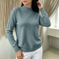 thumbnail image 6 of Women's Mock Neck Knit Sweater, Lightweight Basic Long Sleeve Pullover Tops for Fall Winter Daily Wear M, 6 of 6