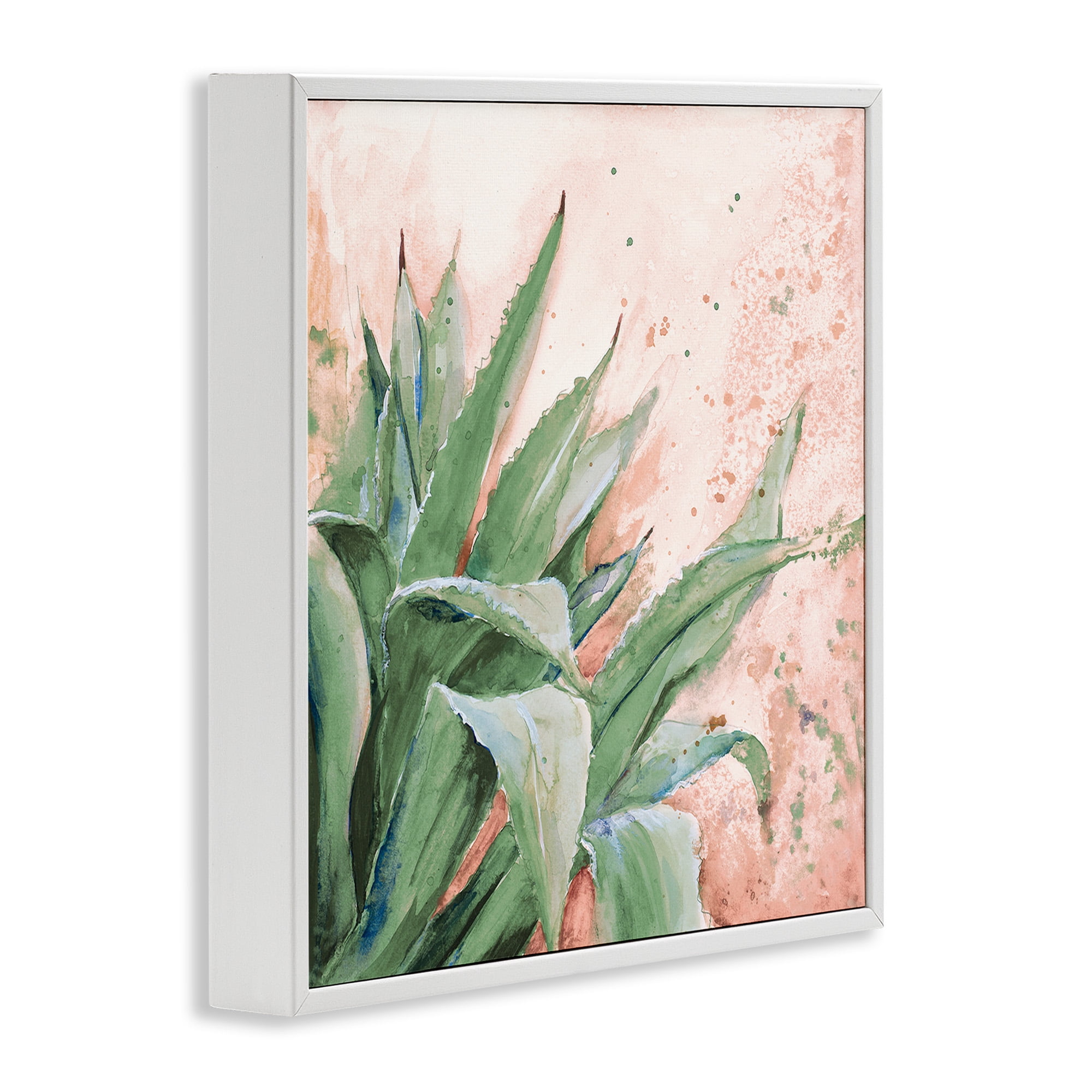 Stupell Industries Green Succulent Plant Leaves Botanical & Floral Painting White Framed Art Print Wall Art, 24 x 24