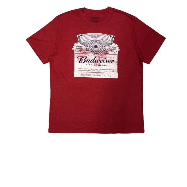 Budweiser Budweiser King Of Beers Men S Vintage Retro T Shirt Heather Red Walmart Com Walmart Com