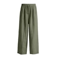 thumbnail image 5 of WUANDIXFA Girls Sweatpants 5-15 Years Girls Linen Pants Drawstring Wide Leg Pants Summer Flowy Palazzo Beach Trousers with Pockets,Mint Green,5-6 Years, 5 of 5
