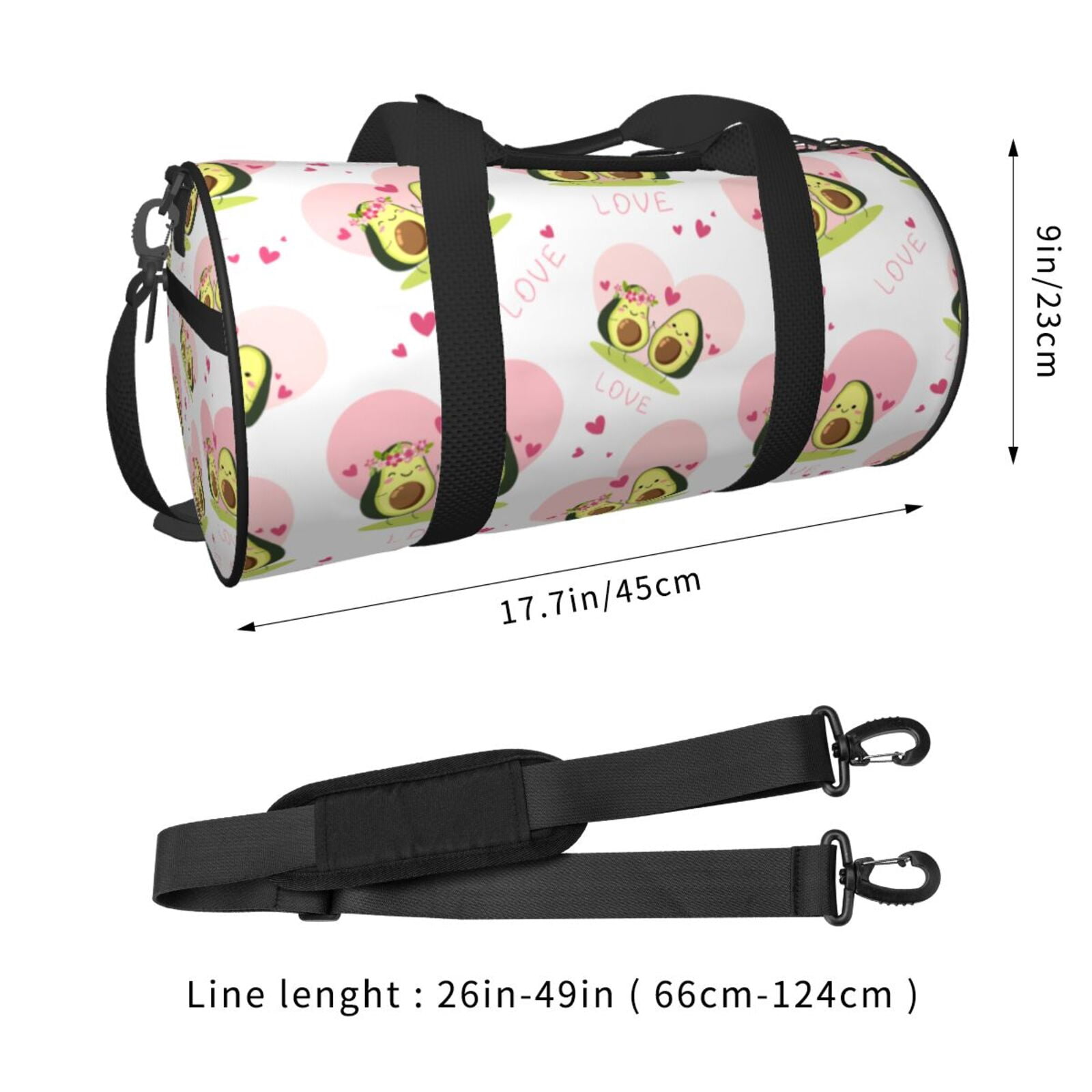 Vsdgher Avocado Lovers 45L Foldable Duffel Bag, Sports Gym Bag,Overnight Bag, Portable Weekender Bag for Airplanes