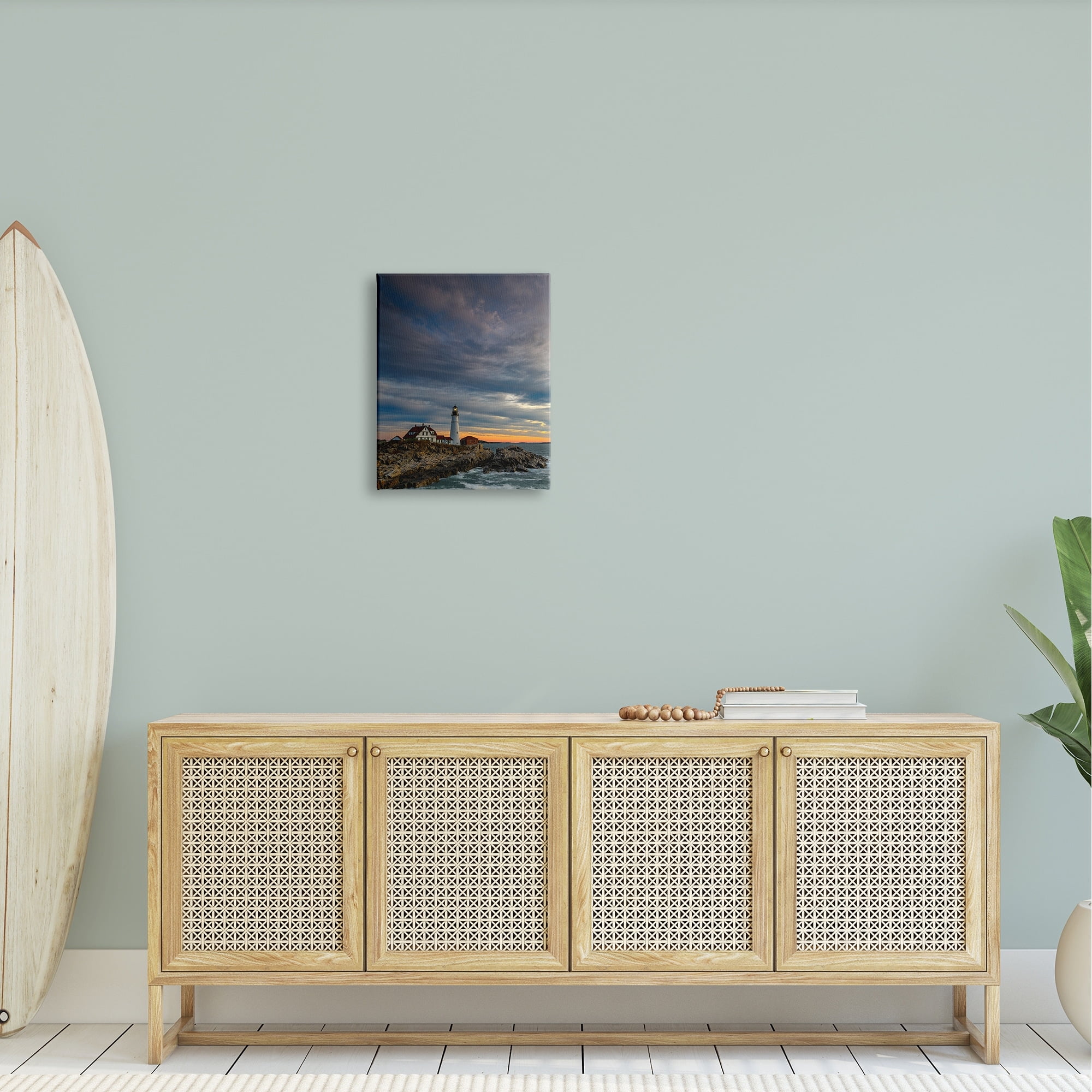 Stupell Seaside Lighthouse Beacon Coast Landscape Photography Gallery Wrapped Canvas Print Wall Art