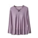 thumbnail image 2 of Blusa de pijama de manga larga para mujer, lisa, informal, a la moda, con cuello redondo, manga larga, para dormir, pijama para mujer, 2 of 3