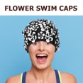 thumbnail image 7 of HONMEET Black Floral Swim Cap, Comfortable Cotton Nylon Blend, Fit for Women and Men, Essential Swimming Accessory, 7 of 7