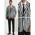 thumbnail image 4 of Unique Bargains Men's Stripes Single Breasted Business Color Block Sports Coat Blazers S White, 4 of 6