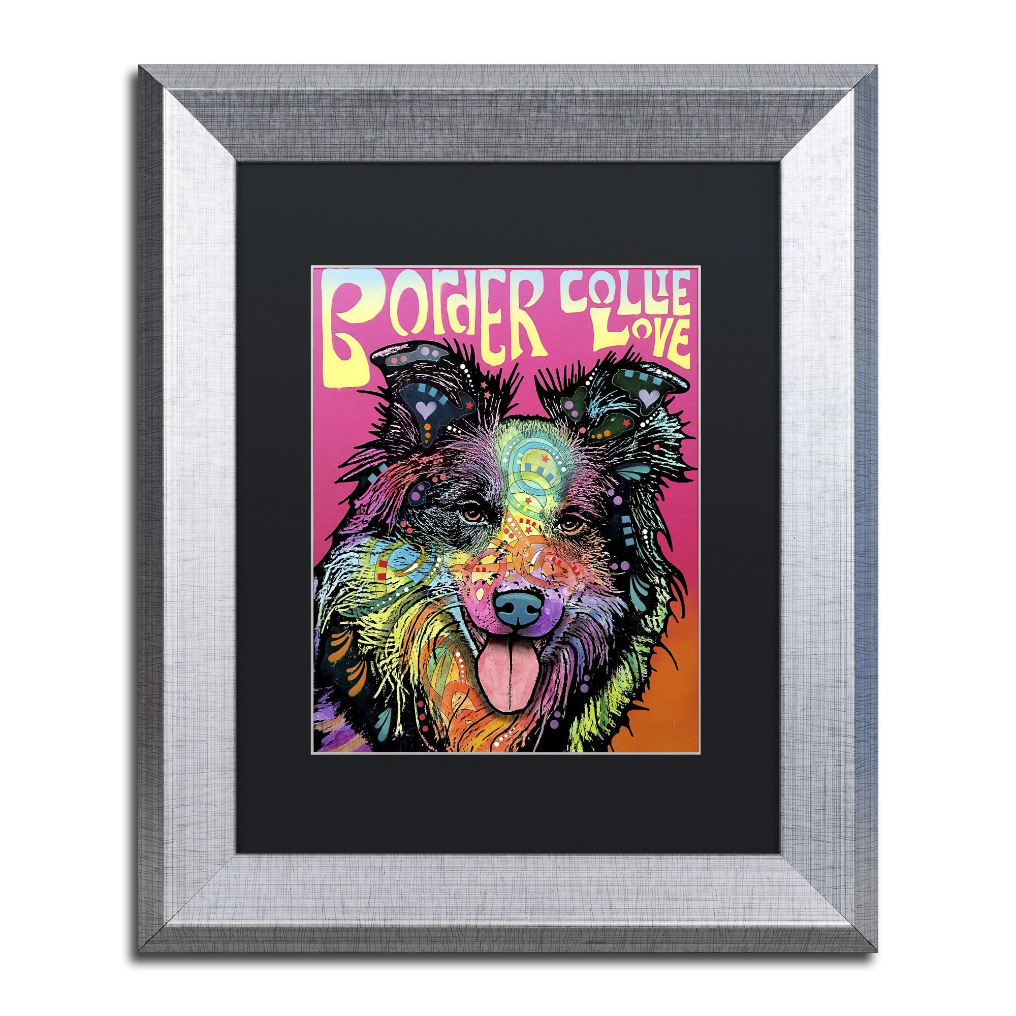 Trademark Fine Art 'Border Collie Luv' Canvas Art by Dean Russo, Black Matte, Silver Frame