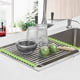thumbnail image 3 of Escurridor de platos sobre fregadero para encimera de cocina, escurridor de platos plegable de acero inoxidable, estante para fregadero, utensilios de organización de cocina, 18,5 "x 11", verde, 3 of 5