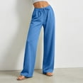 thumbnail image 5 of Linen Pants For Women Cotton And Linen Solid Color Drawstring Casual Pants Waist Long Pants With Pocket Oversized Summer Beach Travel Vacation Palazzo Pants S-3XL, 5 of 9