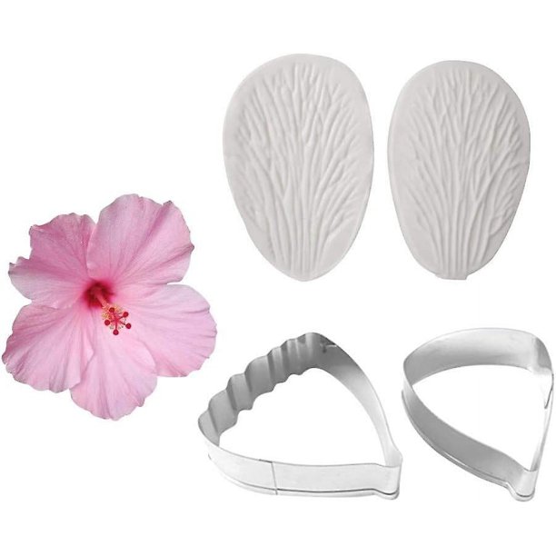 3.15 x 3.15 x 2.25 inchesHibiscus Moldes para vetas florales y cortadores de Fondant, juego de herramientas para hacer hibisco y pasta de goma para decorar pasteles