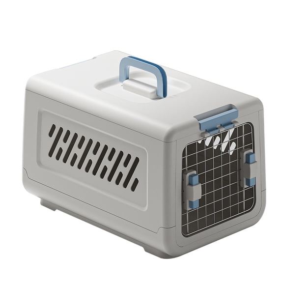 Pet Cat Carrier, Kennel Crate Airline Kitty Travel Cage Plastic Lightweight and Safe to Carry for Puppy Bunny Cats, White, 50*32*31.5cm