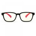 thumbnail image 2 of Kids Blue Light Blocking Glasses Square Nerd Soft Eyeglasses Frame, UV400 Protection Black Frame Red Legs, 2 of 8