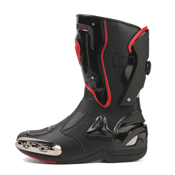 Zeozoom Botas De Equitación Para Motocicleta, Botas De Cuero Para Mujeres Y Hombres, Protección Antideslizante, Deportes De Carreras (Negro, Hombres Adultos, 11 Numéricos, Sistema De Tallas De Calzado