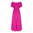 thumbnail image 6 of New Summer Arrivals SMihono Women's Bohemian Off The Shoulder Dress Casual Ruffle A Line Tiered Maxi Dresses Smocked Beach Sundress Hot Pink XL, 6 of 9