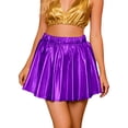 thumbnail image 3 of Puliio Women's Metallic Flared Mini Skirt Elastic Waist Night Out Party Skirts, 3 of 6