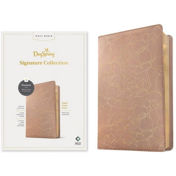 NLT Super Giant Print Bible, Dayspring Signature Collection, Filament Enabled (Leatherlike, Blush Floral, Red Letter), (Hardcover)