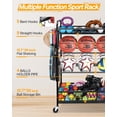 thumbnail image 3 of Garage Sports Equipment Organizer - Rolling Ball Storage Bin with Wheels, Garage Sports Gear Rack Outdoor Basketball Racks for Balls with Baseball Bat Holder and Hooks, Toy Organizer, 3 of 7