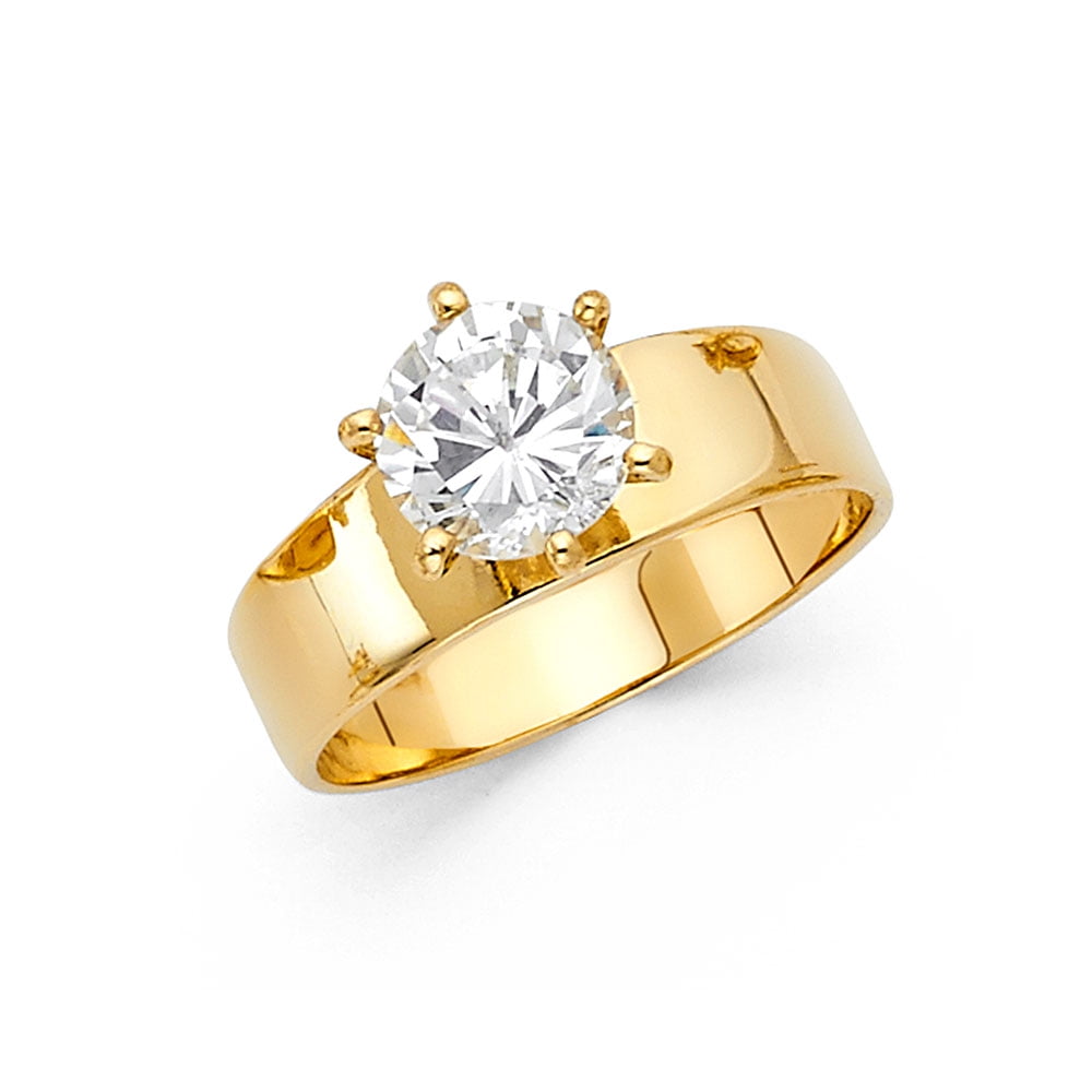 Solid 14k Yellow Gold Cubic Zirconia CZ Engagement Ring Size 5.5