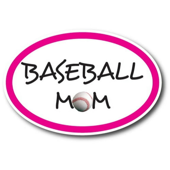 Magnet Me Up Baseball Mom Sports Pink Oval Magnet Decal, 4x6 In, Vinyl Automotive Magnet