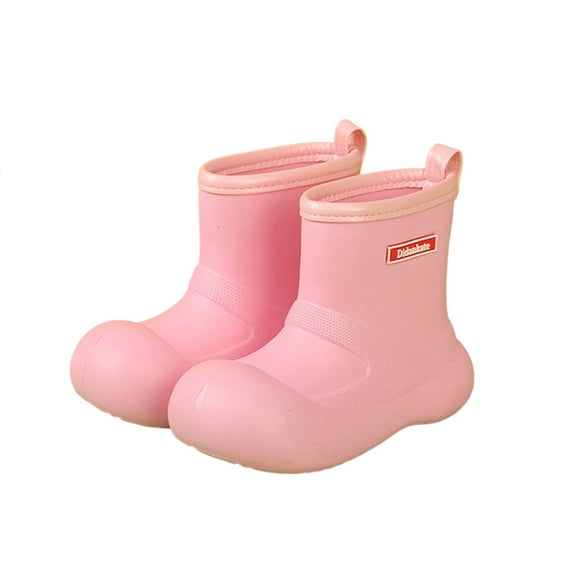 Toddler Rain Boots,Girls Mid Calf Kids Booties Lightweight Soft Sole Comfortable Casual Waterproof Footwear Non- Shoes,Rain Boots Kids,Pink,3-3.5 Years