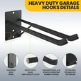 thumbnail image 4 of 14" Large Heavy Duty Garage Hooks, 4-Pack Steel Garage Storage Hooks with Support Rods, Utility Wall Mount Hangers for Power Tools, Car Tires, Ladders, Chairs, Garden Tools and More, 4 of 5