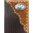 thumbnail image 4 of Premium Western Genuine Woven Leather Cow Fur Rodeo Mens Bifold Wallet In Multi Color, 4 of 5