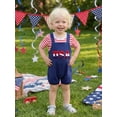 thumbnail image 6 of BemeyourBBs Toddler Baby Boy Girl 4th of July Outfit Patriot Independence Day Outfit Newborn Baby Boys Girls Summer Clothes Short Sleeve Stars Stripe Print T Shirt Tops and Suspender Shorts Set, 6 of 9