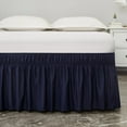 thumbnail image 3 of Siloon Navy bule Bed Skirt Queen 15 Inch Drop,Elastic Bed Skirts Queen Size Dust Ruffle,Bedskirt for Adjustable Bed Base,Easy to Install Machine Washable, 3 of 7