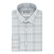 MICHAEL KORS Mens Gray Plaid Point Collar Classic Fit Stretch Dress Shirt 16.5- 32/33