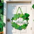 thumbnail image 4 of St. Patrick's Day Decoration Shamrock Door Wreath for Front Door Sign Wall Signs Shamrock Clover Spring Decor Irish Sign Welcome Hanging for Home Decor Party Outdoor Indoor Wooden 12 inch, 4 of 7