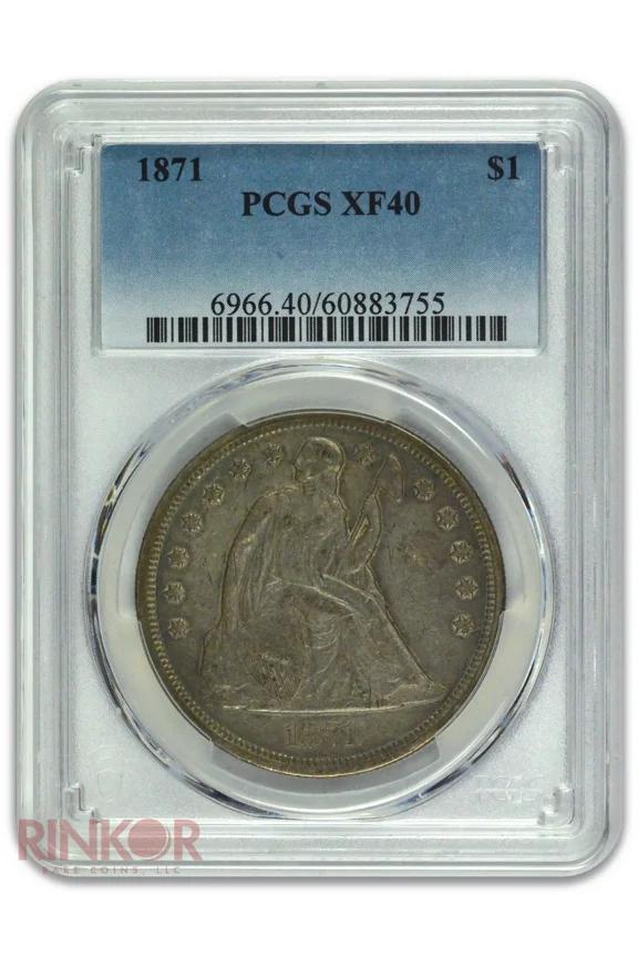 1871 $1 Seated Dollar PCGS XF-40