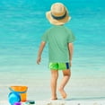 thumbnail image 4 of FORMRS Boys Rash Guard Short Sleeves Swim Shirt Quick Dry UPF 50+ Sun Protection, Sizes 3-12T, Brown American Footballs, 4 of 6