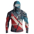 thumbnail image 2 of Men's Patriotic American Flag Fishing Hoodie with Built-in Face Mask and Thumbhole Cuffs Featuring UPF 50+ Sun Protection Long Sleeve Shirt for 4th of July Memorial Day Light Blue XXXL, 2 of 9
