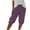 Purple, variant on ABATAB Capri Pants for Women Cotton Linen Cropped Pants Knee Length Elastic Waist Drawstring Capris with Pockets
