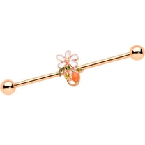 Body Candy Womens 14G PVD Steel Helix Cartilage Earring Rosy Green Orange Flower Industrial Barbell 1 1/2"