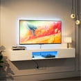 thumbnail image 2 of 16 Color Led Floating Tv Stand, Holds 55 60 65 Inch Tvs, White With Sufficient Space Entertainment Center , 63" For 65" Tv, White, Ample Storage Area, 2 of 6