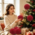 thumbnail image 6 of Large 6 Inch Christmas Ornaments Balls, Diamond Patterned Metallic Thread Christmas Balls, Christmas Tree Decorations for Holiday Parties, 6 of 9