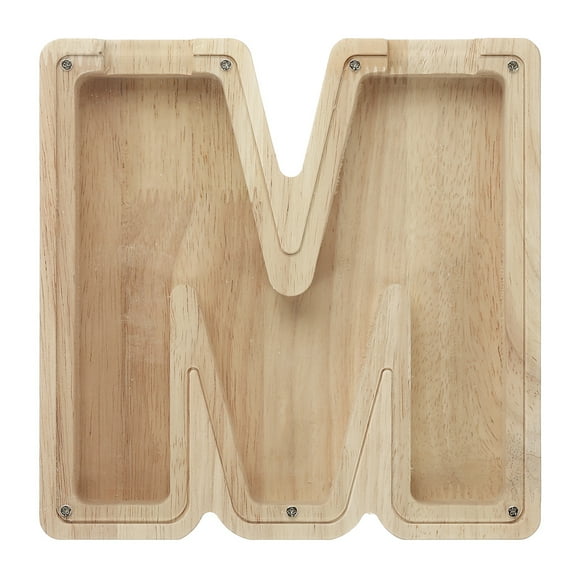 Uxcell Wooden Letter Bank, Letter M Clear Acrylic Money Saving Box