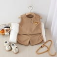 thumbnail image 2 of CAUYDY Baby Toddler 9M 12M 18M Boy Summer Outfit Pajamas Set for Toddler Boys 2-Piece Cute Sleeveless Shirt and Shorts 3T-6T Little Kid Clothes (Sizes 12-18 Months,L4-Brown), 2 of 4