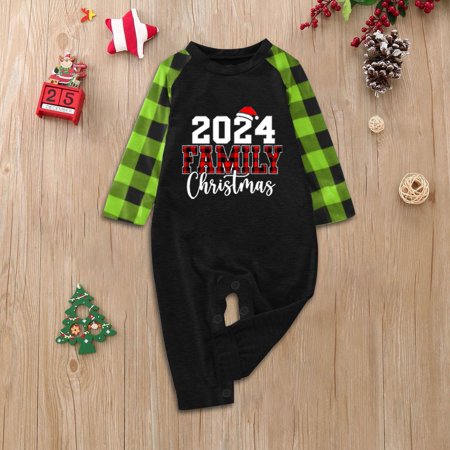 

Green Baby Pajama Set Christmas Printed Family Clothes Long Sleeve Jumpsuit Overalls Christmas Pajamas for Family (Baby 6M)