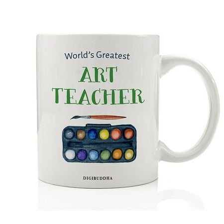 Christmas Present Ideas Art Teacher Gifts, World's Greatest Art Teacher Coffee Mug, Elementary Middle High School Christmas Gift Idea Birthday Present for Men Women from Student Child Girl Boy Kid 11oz Cup Digibuddha DM0304 ()