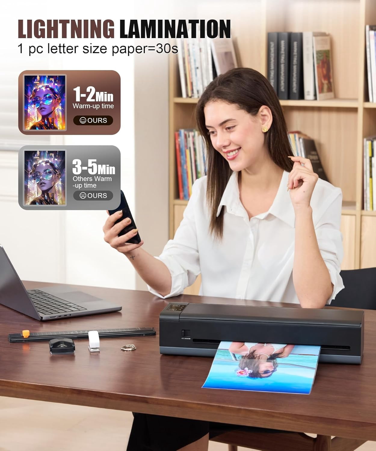 13-Inch 9-in-1 Laminator Machine for A3, Hot & Cold Laminating Machine with Sheets – Ultra‑Fast 60-Second Warm-Up, Reliable Jam-Free Design for Home, Office & School